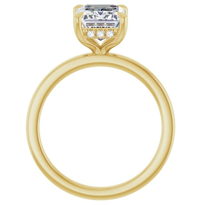 14K Yellow Gold Emerald 9 X 7 Mm Polished 2 5/8 Ctw Lab-Grown Diamond Engagement Ring Size 7
