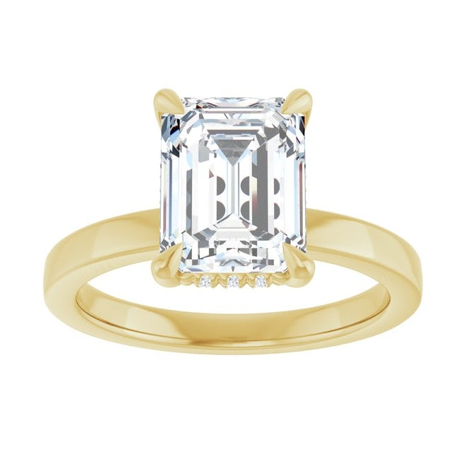 14K Yellow Gold Emerald 9 X 7 Mm Polished 2 5/8 Ctw Lab-Grown Diamond Engagement Ring Size 7