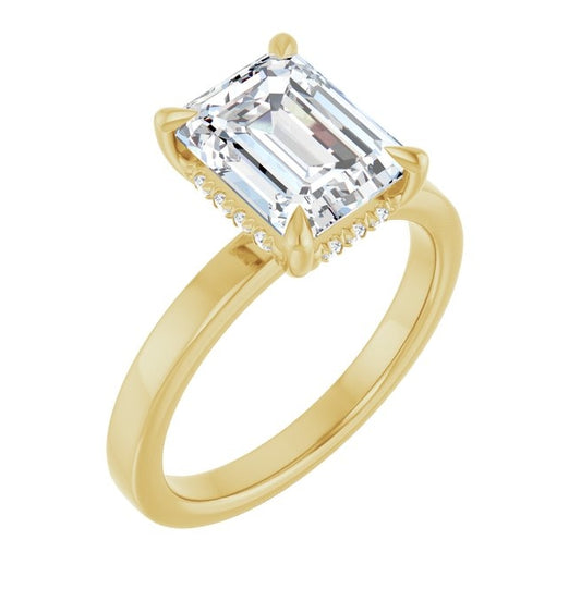 14K Yellow Gold Emerald 9 X 7 Mm Polished 2 5/8 Ctw Lab-Grown Diamond Engagement Ring Size 7