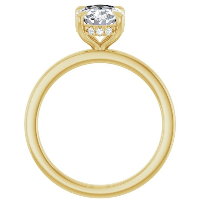 14K Yellow Gold Oval 9 X 7 Mm Polished 1 1/2 Ctw Lab-Grown Diamond Engagement Ring Size 7