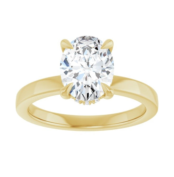 14K Yellow Gold Oval 9 X 7 Mm Polished 1 1/2 Ctw Lab-Grown Diamond Engagement Ring Size 7