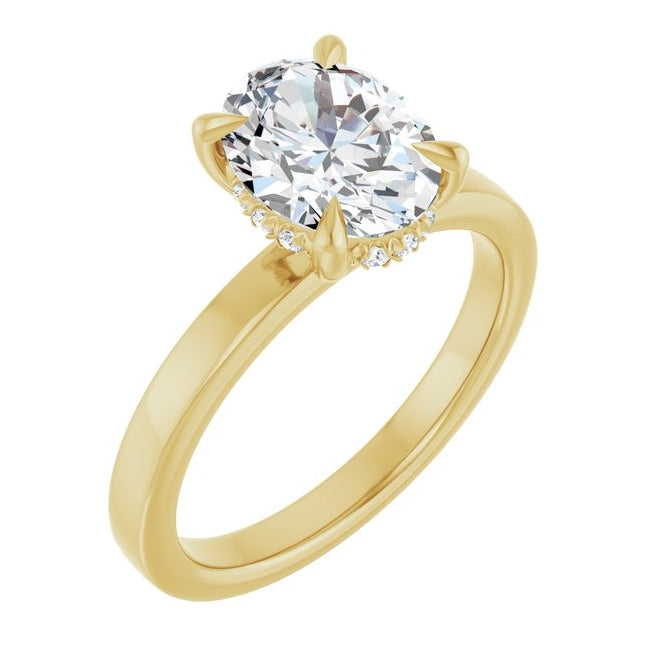 14K Yellow Gold Oval 9 X 7 Mm Polished 1 1/2 Ctw Lab-Grown Diamond Engagement Ring Size 7