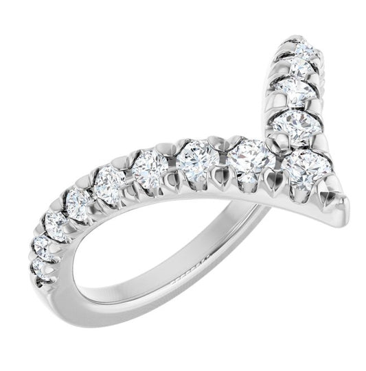 14K Yellow Or White Gold Polished 1/2 Ctw Natural Diamond Contour Band Size 7