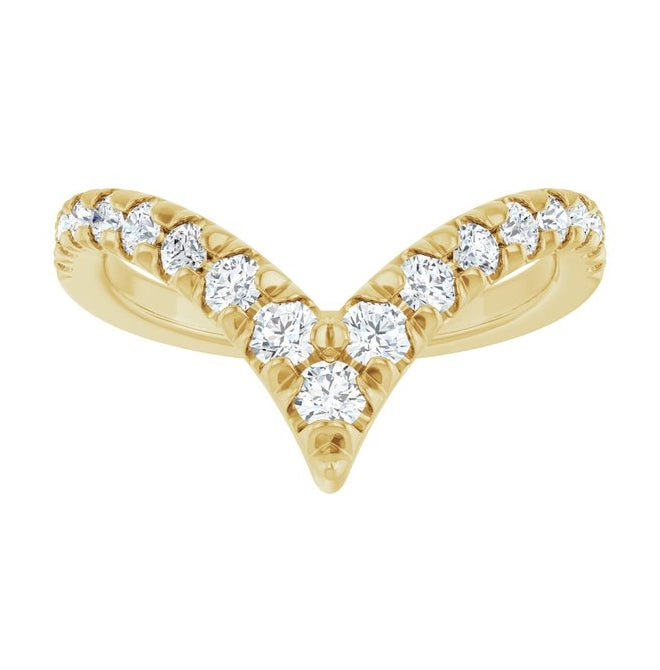 14K Yellow Or White Gold Polished 1/2 Ctw Natural Diamond Contour Band Size 7