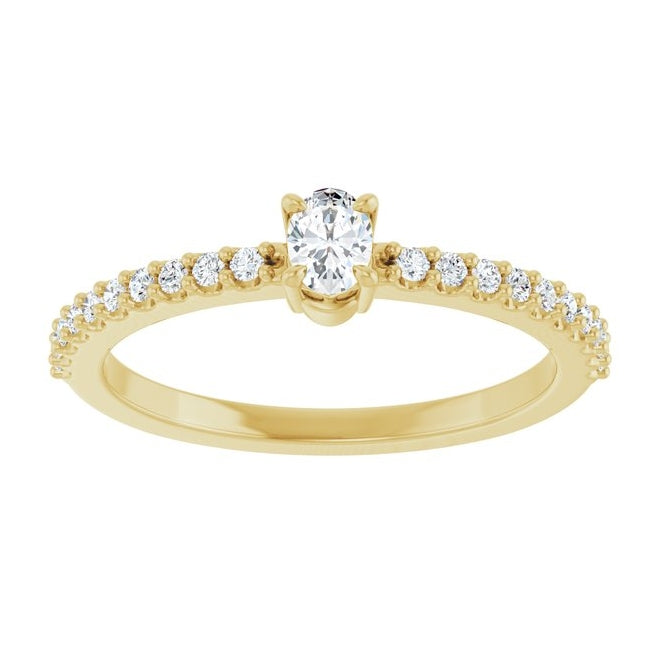 14K Yellow Or White Gold Oval 4 X 3 Mm Polished 1/3 Ctw Lab-Grown Diamond Ring