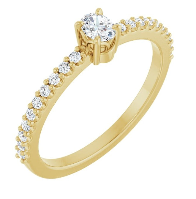 14K Yellow Or White Gold Oval 4 X 3 Mm Polished 1/3 Ctw Lab-Grown Diamond Ring