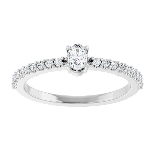 14K Yellow Or White Gold Oval 4 X 3 Mm Polished 1/3 Ctw Lab-Grown Diamond Ring