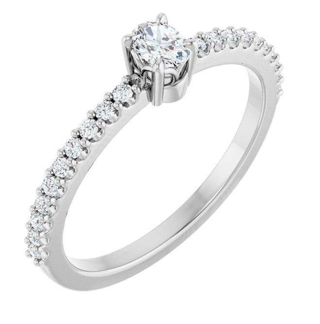 14K Yellow Or White Gold Oval 4 X 3 Mm Polished 1/3 Ctw Lab-Grown Diamond Ring