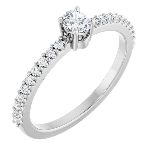 14K Yellow Or White Gold Oval 4 X 3 Mm Polished 1/3 Ctw Lab-Grown Diamond Ring