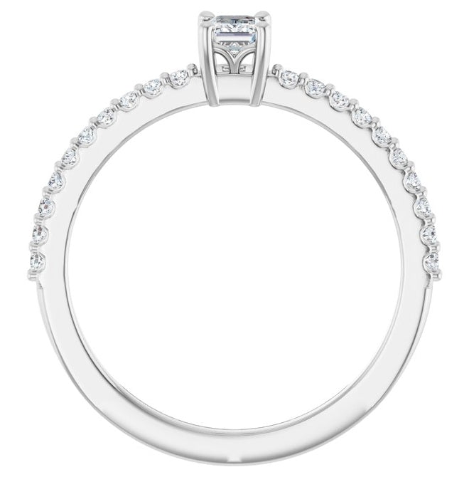 14K Yellow Or White Gold Emerald 4 X 3 Mm Polished 3/8 Ctw Lab-Grown Diamond Ring