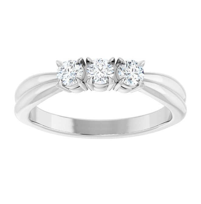 14K Yellow Or White Gold Round 3 Mm Polished 1/4 Ctw Lab-Grown Diamond Anniversary Band