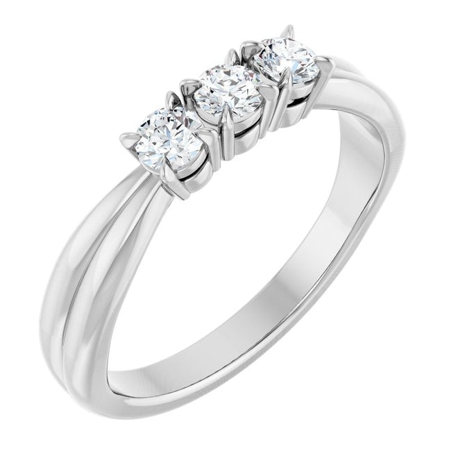 14K Yellow Or White Gold Round 3 Mm Polished 1/4 Ctw Lab-Grown Diamond Anniversary Band