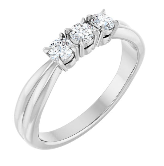14K Yellow Or White Gold Round 3 Mm Polished 1/4 Ctw Lab-Grown Diamond Anniversary Band