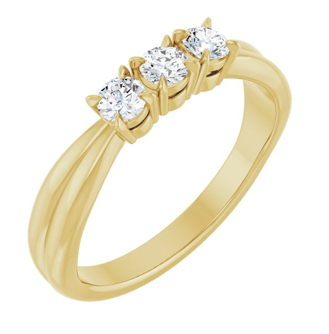 14K Yellow Or White Gold Round 3 Mm Polished 1/4 Ctw Lab-Grown Diamond Anniversary Band