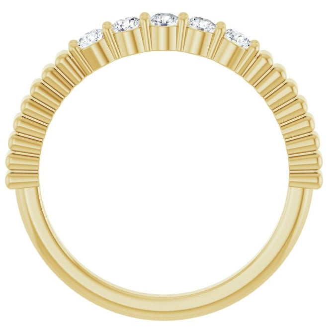 14K Yellow Gold Round 2.5 Mm Polished 1/3 Ctw Natural Diamond Anniversary Band Size 7