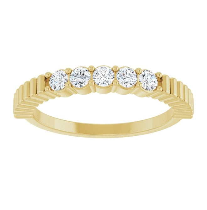 14K Yellow Gold Round 2.5 Mm Polished 1/3 Ctw Natural Diamond Anniversary Band Size 7