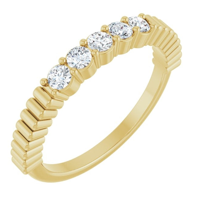 14K Yellow Gold Round 2.5 Mm Polished 1/3 Ctw Natural Diamond Anniversary Band Size 7