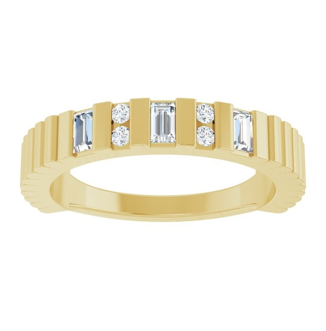 14K Yellow Or White Gold Straight Baguette 3 X 1.75 Mm Polished 1/4 Ctw Lab-Grown Diamond Anniversary Band