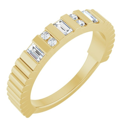 14K Yellow Or White Gold Straight Baguette 3 X 1.75 Mm Polished 1/4 Ctw Lab-Grown Diamond Anniversary Band