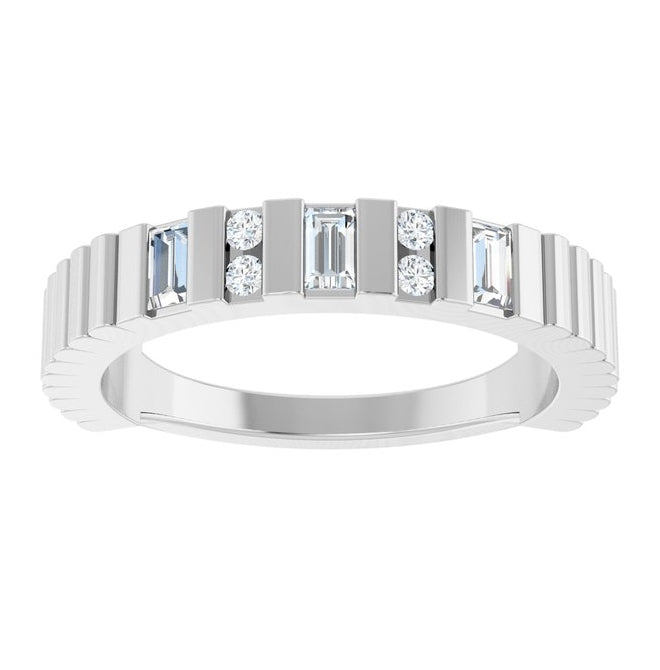 14K Yellow Or White Gold Straight Baguette 3 X 1.75 Mm Polished 1/4 Ctw Lab-Grown Diamond Anniversary Band