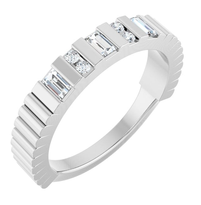 14K Yellow Or White Gold Straight Baguette 3 X 1.75 Mm Polished 1/4 Ctw Lab-Grown Diamond Anniversary Band