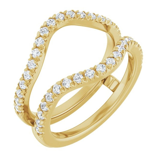 14K Yellow Gold Round 1.5 Mm Polished 1/2 Ctw Lab-Grown Diamond Ring Guard Size 7