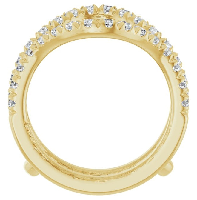 14K Yellow Gold Round 2 Mm Polished 7/8 Ctw Natural Diamond Ring Guard Size 7