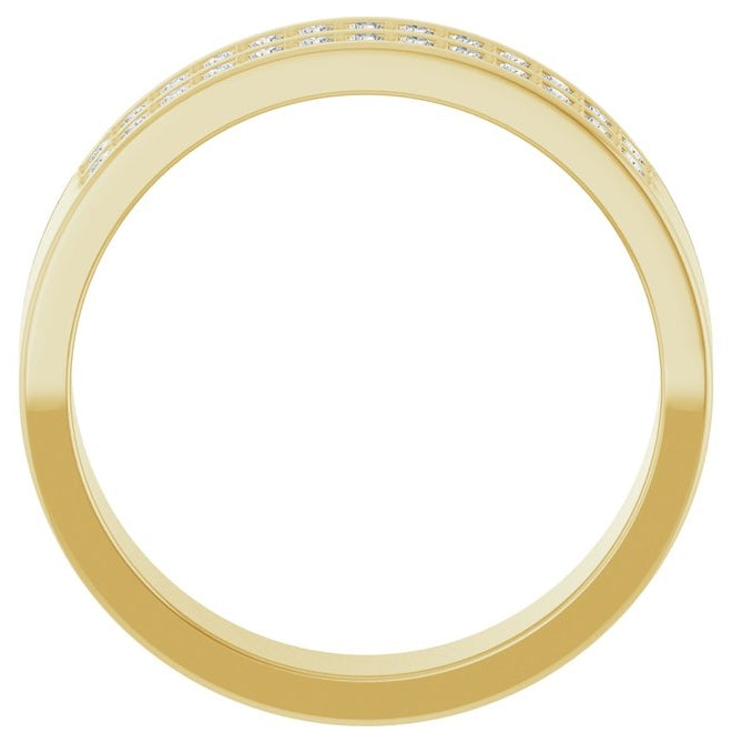 14K Yellow Gold Round 1.5 Mm Polished 3/8 Ctw Natural Diamond Double Row Accented Tapered Band Size 10