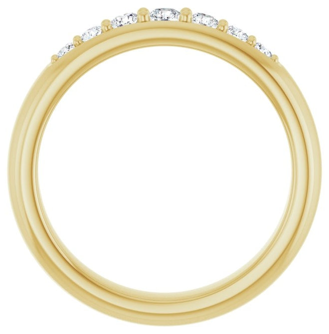 14K Yellow Gold Round 3 Mm Polished 1/3 Ctw Natural Diamond Band Size 10