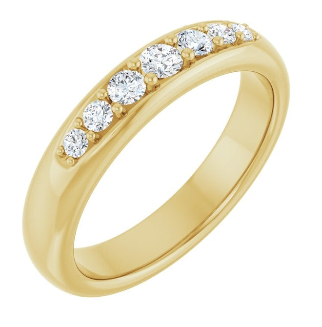 14K Yellow Gold Round 3 Mm Polished 1/3 Ctw Natural Diamond Band Size 10