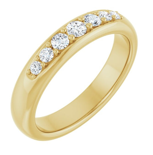 14K Yellow Gold Round 3 Mm Polished 1/3 Ctw Natural Diamond Band Size 10