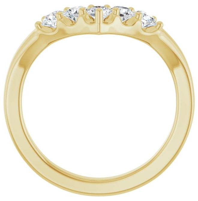14K Yellow Or White Gold Round 3 Mm Polished 1/2 Ctw Natural Diamond Contour Band Size 7