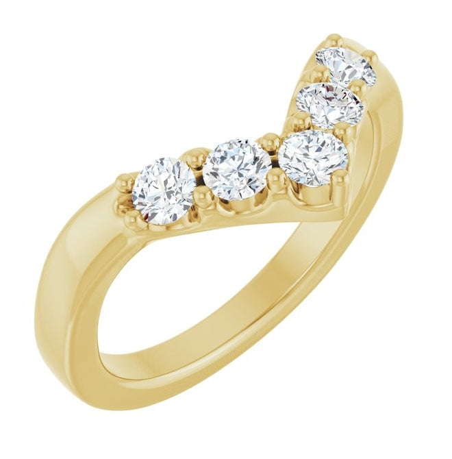 14K Yellow Or White Gold Round 3 Mm Polished 1/2 Ctw Natural Diamond Contour Band Size 7