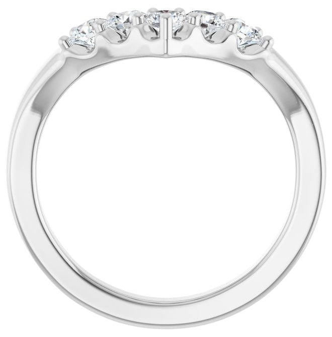14K Yellow Or White Gold Round 3 Mm Polished 1/2 Ctw Natural Diamond Contour Band Size 7