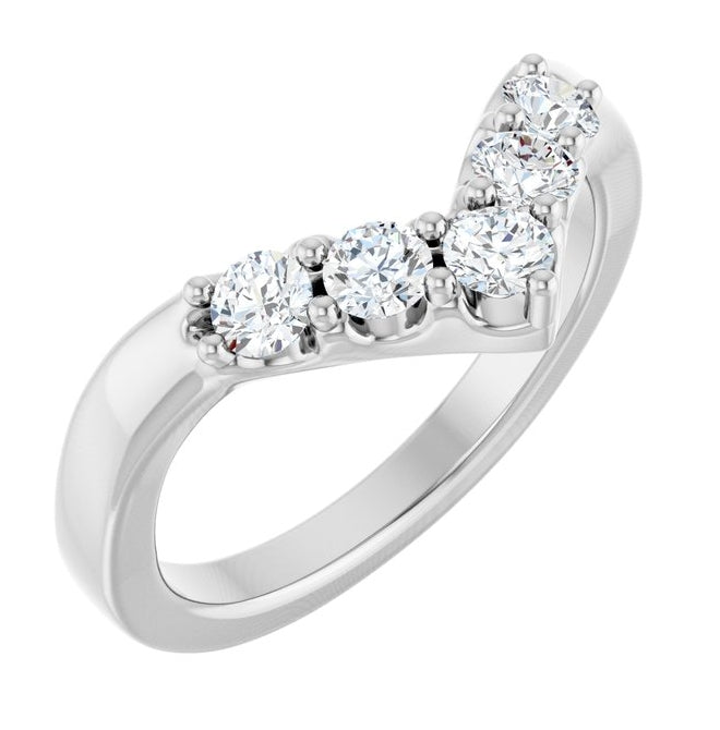 14K Yellow Or White Gold Round 3 Mm Polished 1/2 Ctw Natural Diamond Contour Band Size 7