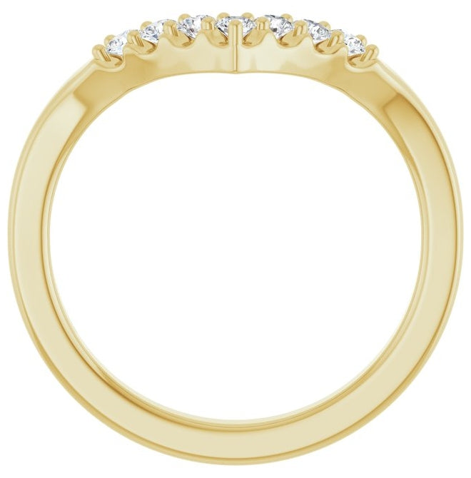 14K Yellow Or White Gold Round 2 Mm Polished 1/5 Ctw Natural Diamond Contour Band Size 7