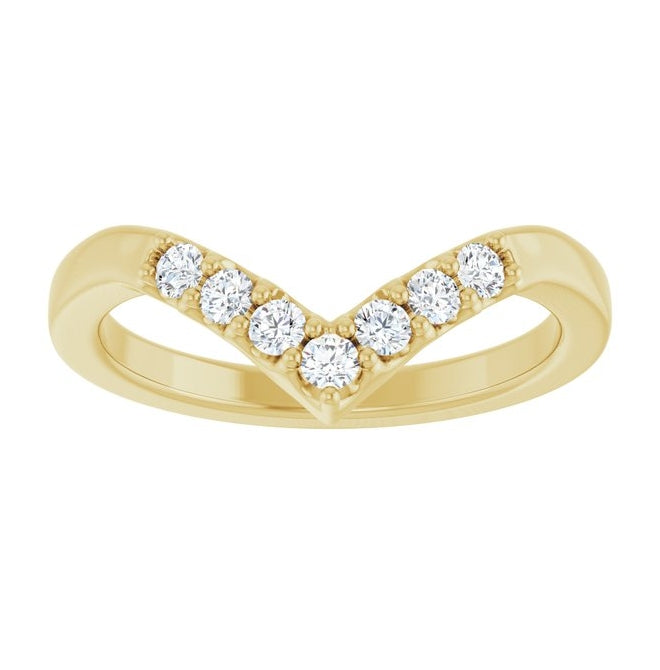 14K Yellow Or White Gold Round 2 Mm Polished 1/5 Ctw Natural Diamond Contour Band Size 7