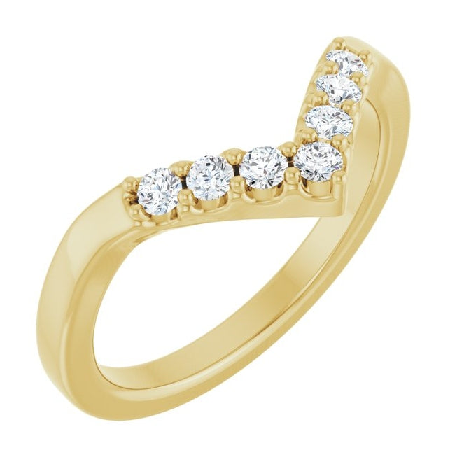 14K Yellow Or White Gold Round 2 Mm Polished 1/5 Ctw Natural Diamond Contour Band Size 7
