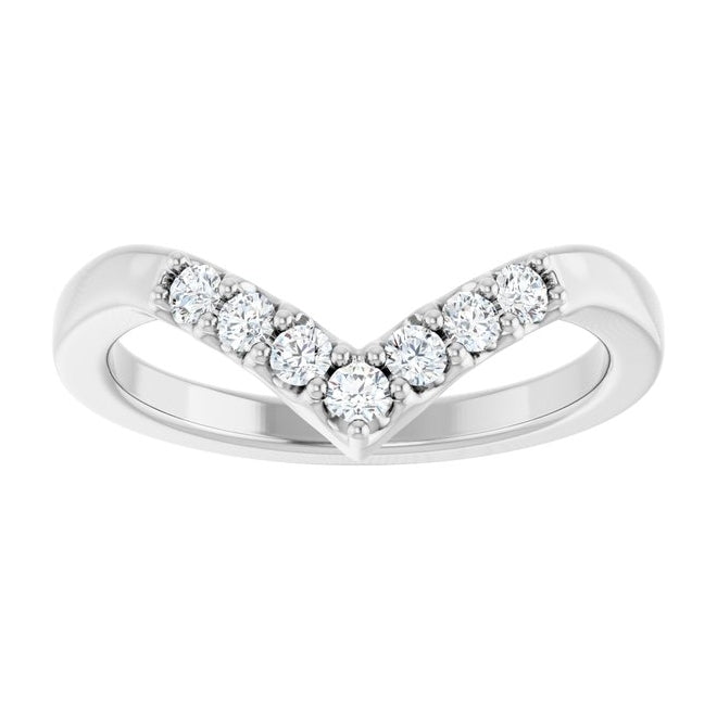 14K Yellow Or White Gold Round 2 Mm Polished 1/5 Ctw Natural Diamond Contour Band Size 7