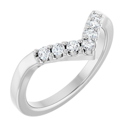 14K Yellow Or White Gold Round 2 Mm Polished 1/6 Ctw Lab-Grown Diamond Contour Band Size 7