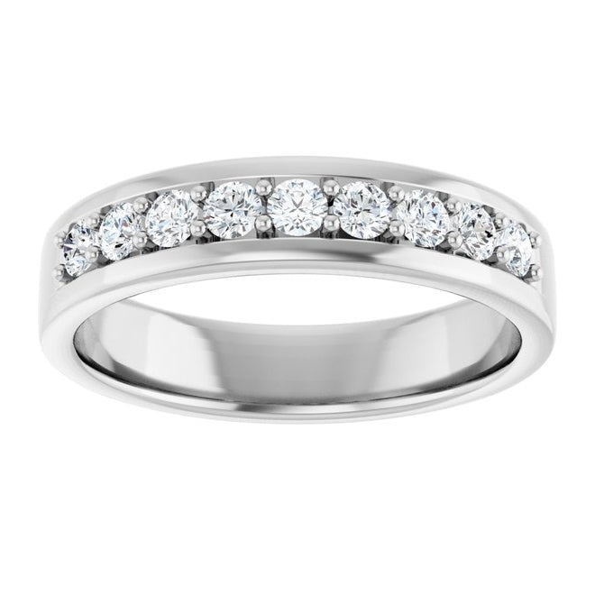 14K Yellow Or White Gold Round 2.5 Mm Polished 1/2 Ctw Lab-Grown Diamond Flat Band