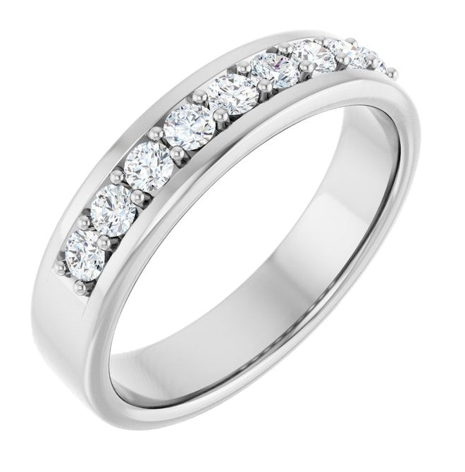 14K Yellow Or White Gold Round 2.5 Mm Polished 1/2 Ctw Lab-Grown Diamond Flat Band