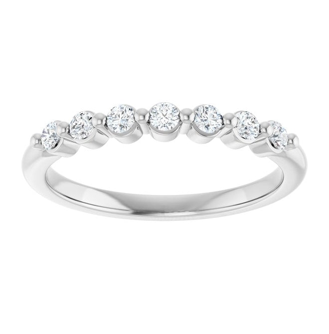 14K Yellow Or White Gold Round 2 Mm Polished 1/5 Ctw Natural Diamond Anniversary Band Size 7