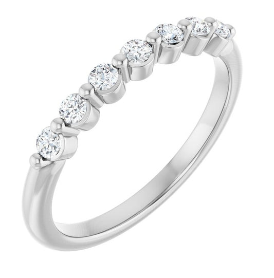 14K Yellow Or White Gold Round 2 Mm Polished 1/5 Ctw Lab-Grown Diamond Anniversary Band Size 7