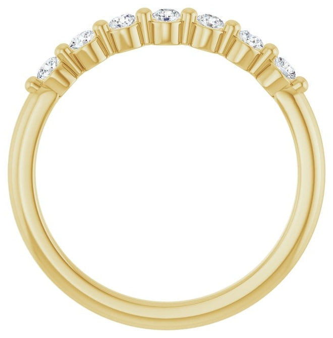 14K Yellow Or White Gold Round 2 Mm Polished 1/5 Ctw Natural Diamond Anniversary Band Size 7