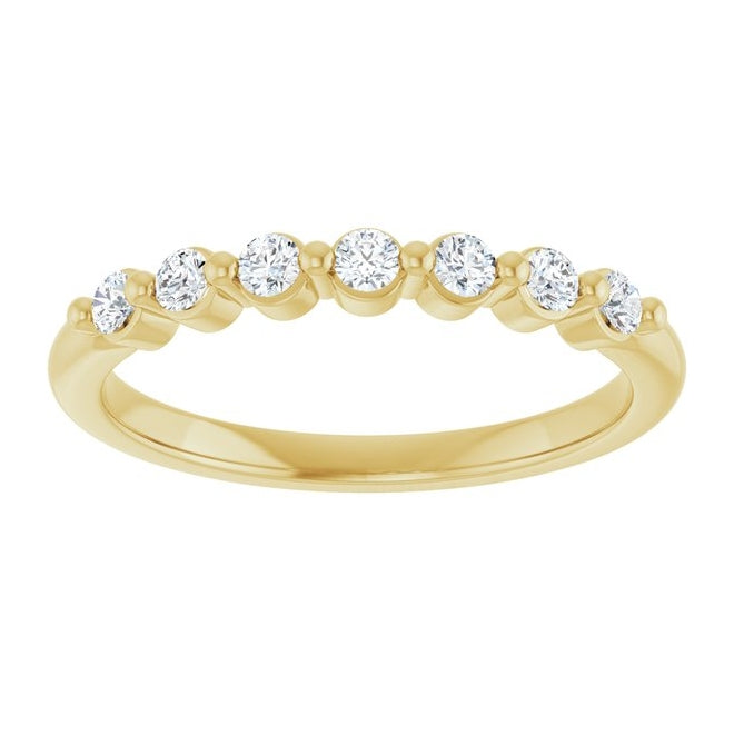14K Yellow Or White Gold Round 2 Mm Polished 1/5 Ctw Lab-Grown Diamond Anniversary Band Size 7