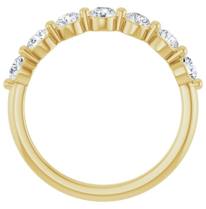 14K Yellow Gold Round 3 Mm Polished 5/8 Ctw Natural Diamond Anniversary Band Size 7
