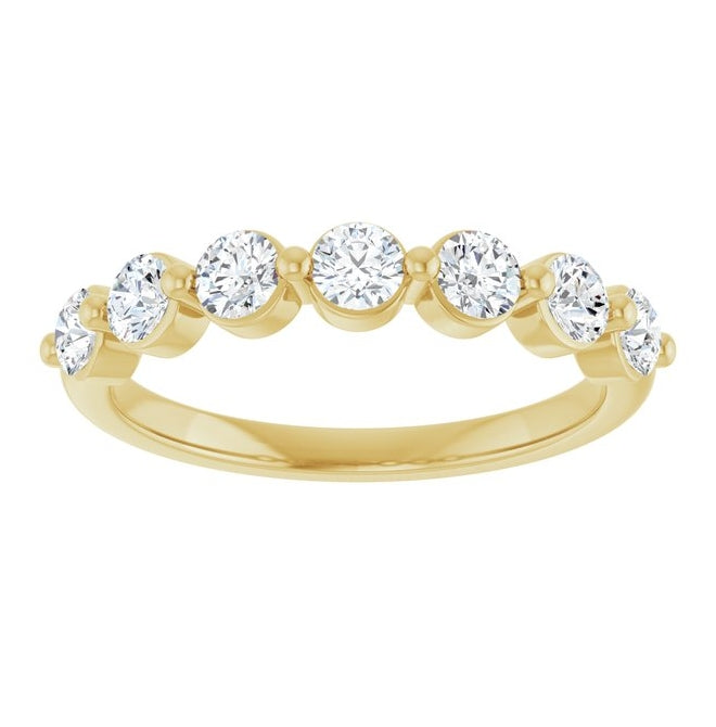 14K Yellow Gold Round 3 Mm Polished 5/8 Ctw Natural Diamond Anniversary Band Size 7