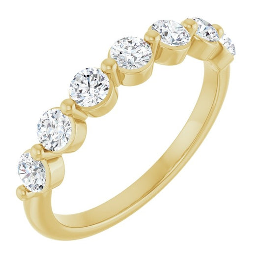 14K Yellow Gold Round 3 Mm Polished 5/8 Ctw Lab-Grown Diamond Anniversary Band Size 7