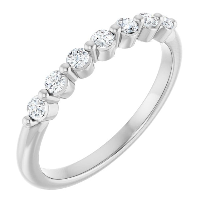 14K Yellow Or White Gold Round 2 Mm Polished 1/5 Ctw Lab-Grown Diamond Anniversary Band Size 7